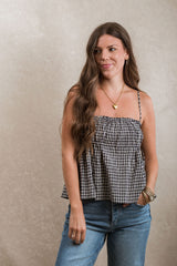 Eden Top - Navy Gingham