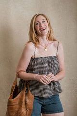 Eden Top - Navy Gingham
