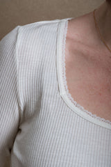 Kaylor Long Sleeve - White Ribbed