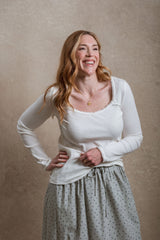 Kaylor Long Sleeve - White Ribbed