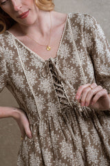 New England Dress - Brown Floral