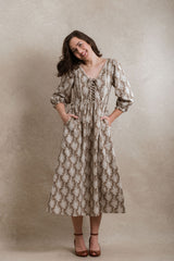 New England Dress - Brown Floral