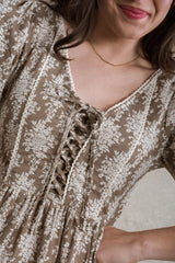 New England Dress - Brown Floral