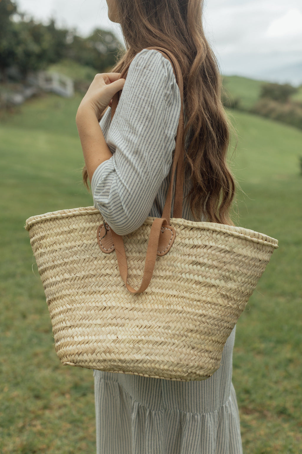 French Market Basket Bag / Straw Tote Bag / Summer Bag / Beach 