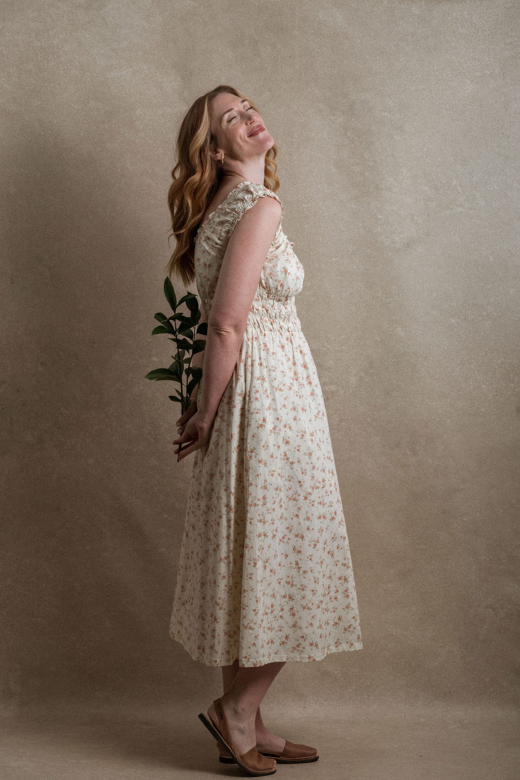 cream colored floral dress Cream Floral Smocked Long Sleeve Maxi Dress PinkBlush