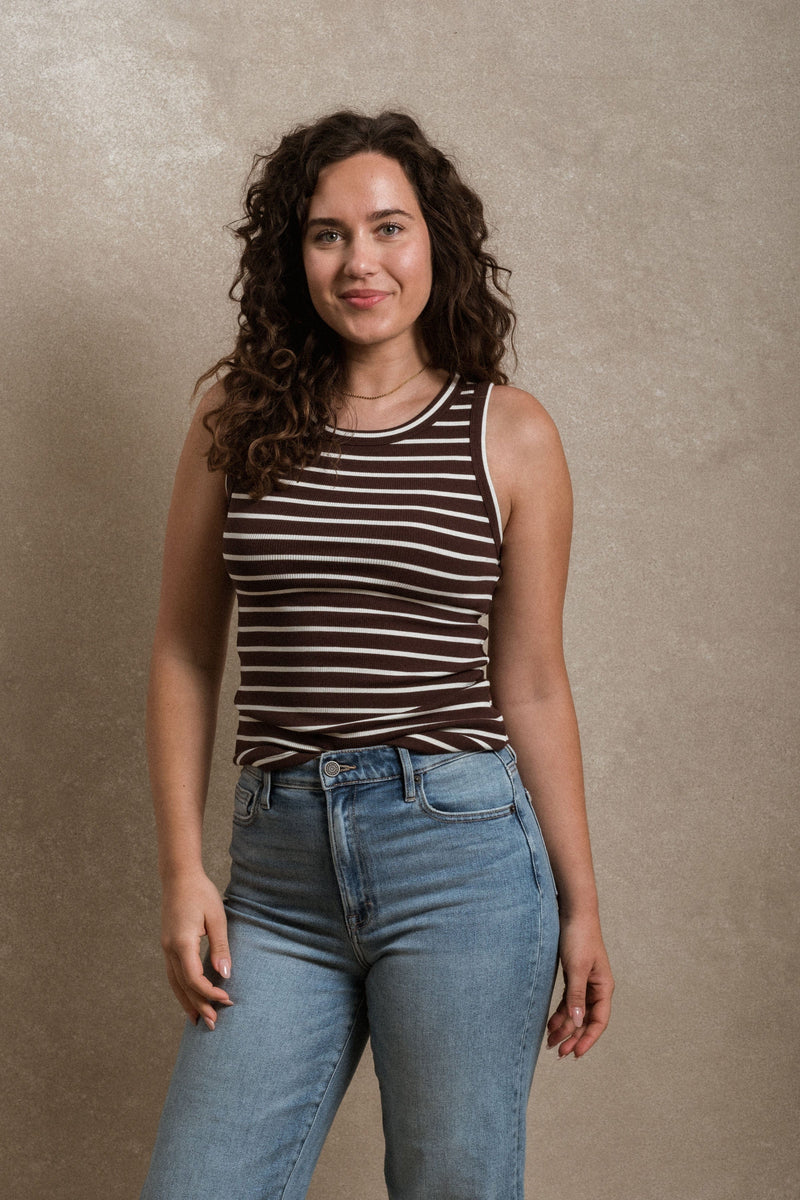 Montrose Tank - Striped Dark Brown