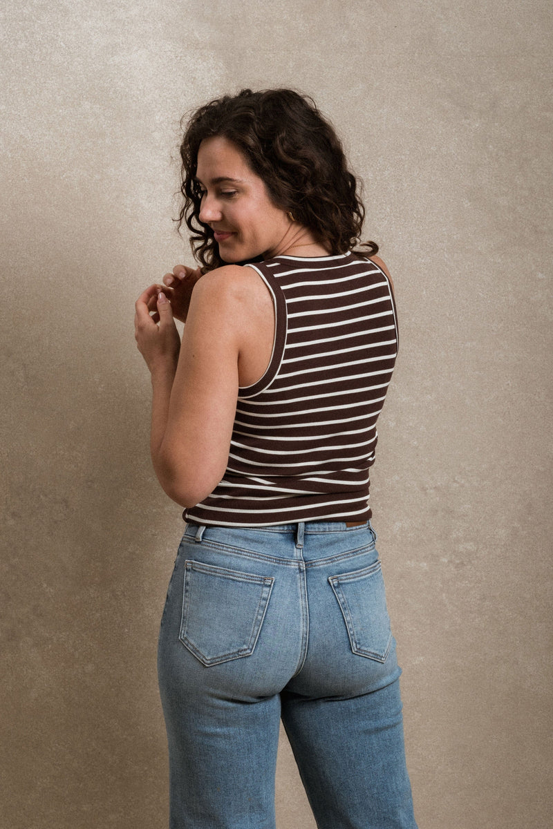 Montrose Tank - Striped Dark Brown