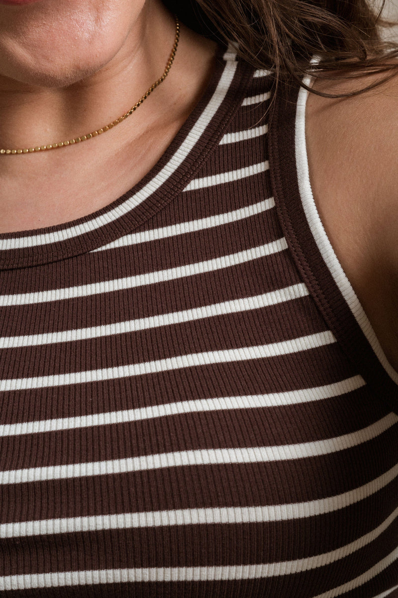 Montrose Tank - Striped Dark Brown