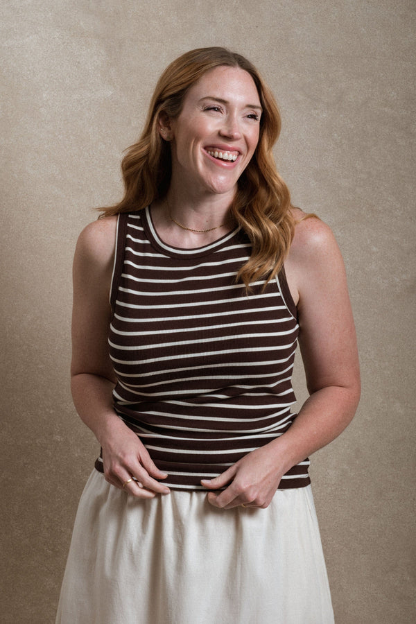 Montrose Tank - Striped Dark Brown