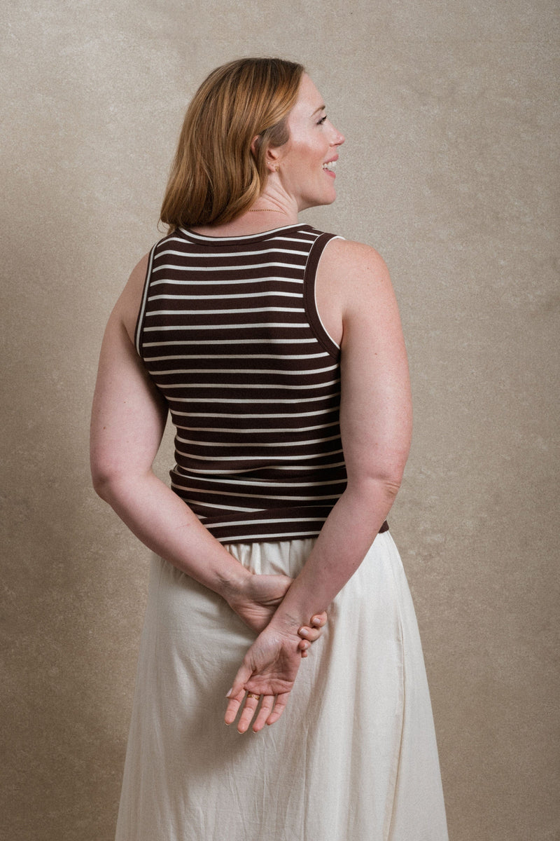 Montrose Tank - Striped Dark Brown