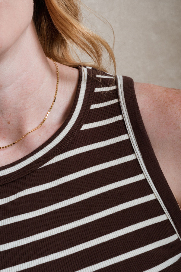 Montrose Tank - Striped Dark Brown