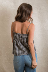Eden Top - Navy Gingham