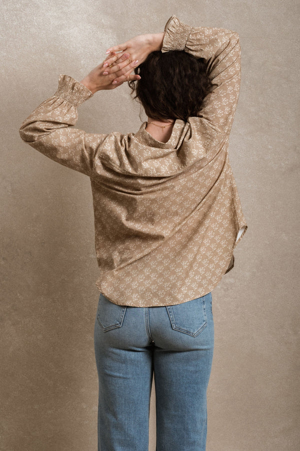 Brentwood Button Down - Beige Floral
