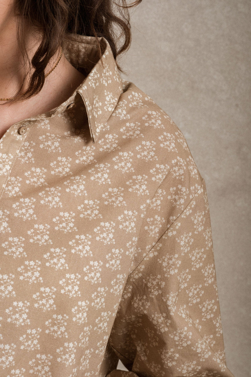 Brentwood Button Down - Beige Floral