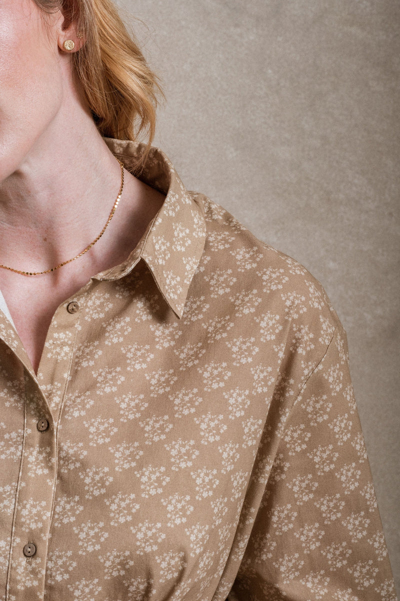 Brentwood Button Down - Beige Floral