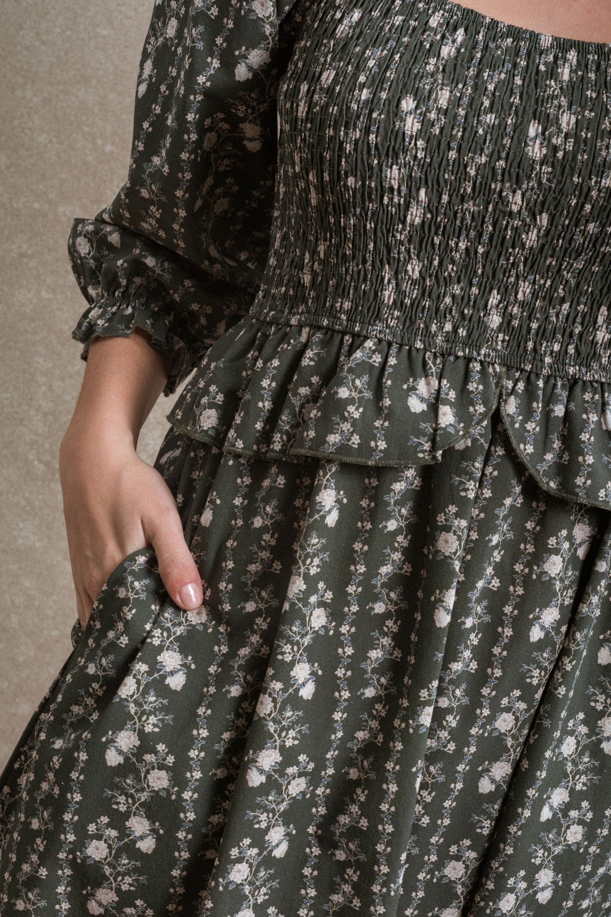 Etta Dress - Green Floral Extra Small