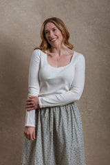 Kaylor Long Sleeve - White Ribbed
