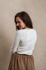 Kaylor Long Sleeve - White Ribbed