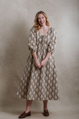 New England Dress - Brown Floral