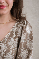 New England Dress - Brown Floral