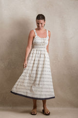 Tuscany Dress - Cream Navy