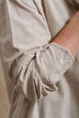 Bryson Button Down - Striped Beige