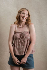 Eden Top - Cranberry Gingham