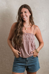 Eden Top - Cranberry Gingham