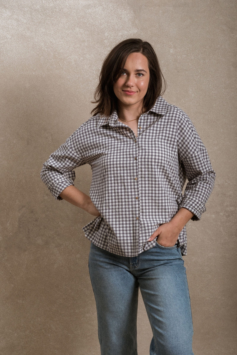 Buckner Button Down - Blue Grey Gingham