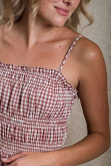 Everly Dress - Cranberry Gingham