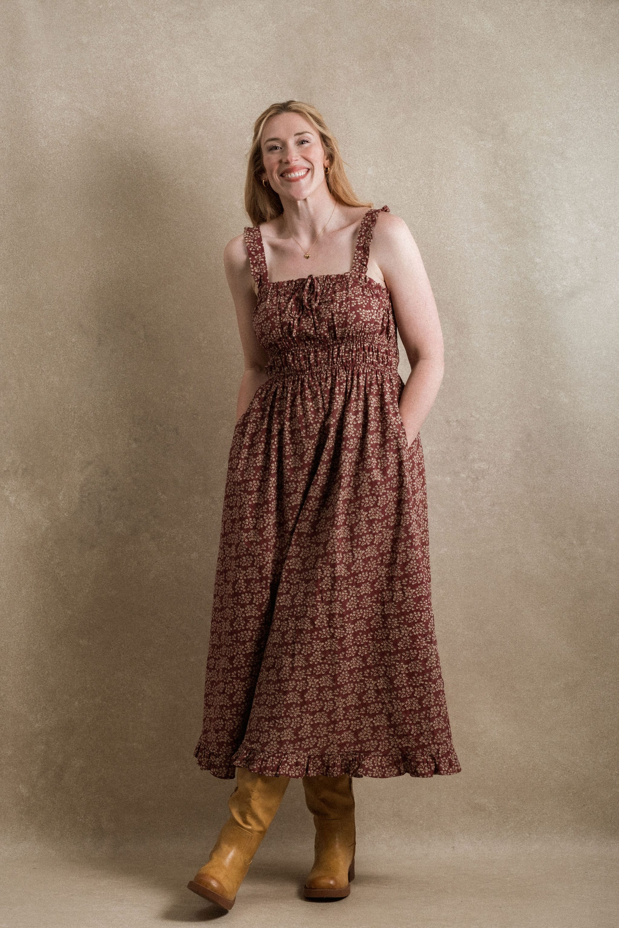 Windsor Dress - Burgundy Floral Neuflora Windsor Dress - Burgundy Floral Neuflora