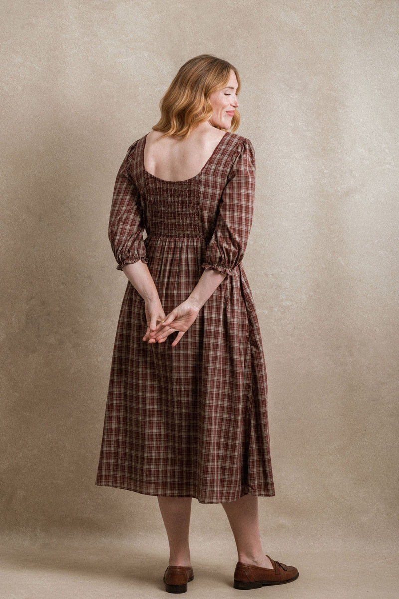 New England Dress - Burgundy Plaid