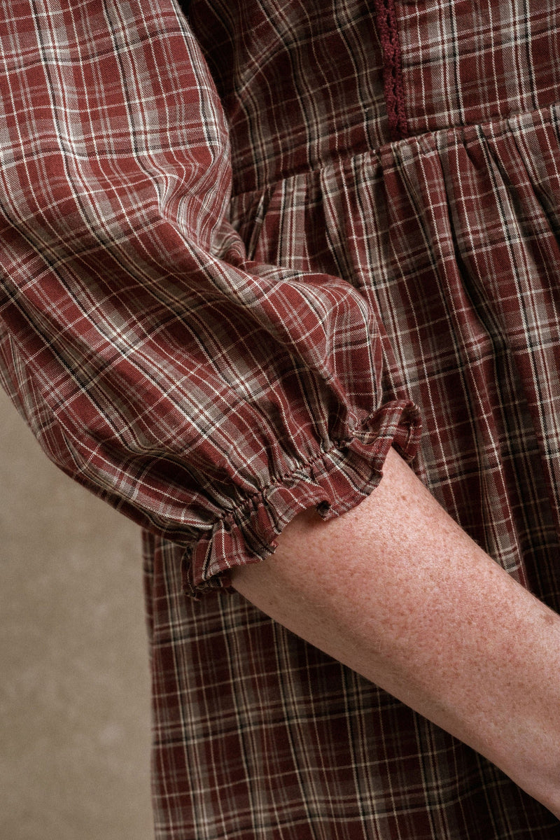 New England Dress - Burgundy Plaid