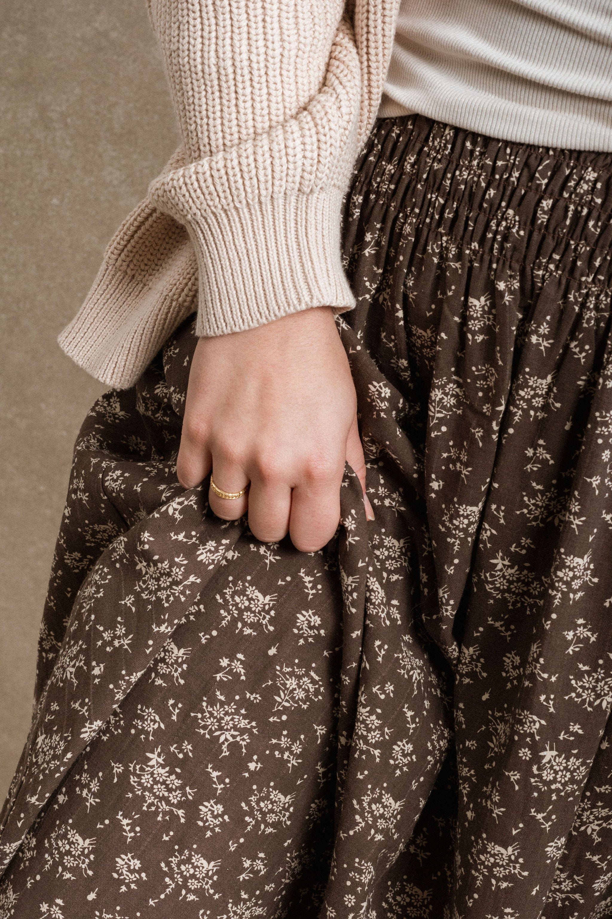 ナ*A様 レオナール　ブラウン　フレア　シルク　絹100 Naples Skirt - Brown – Neuflora