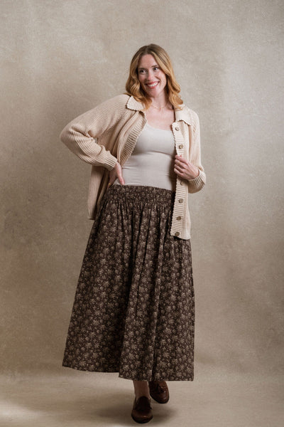 ナ*A様 レオナール　ブラウン　フレア　シルク　絹100 Naples Skirt - Brown – Neuflora