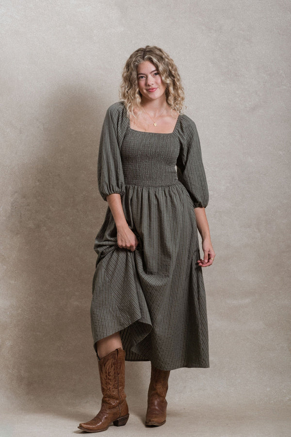 Hartselle Dress - Striped Green