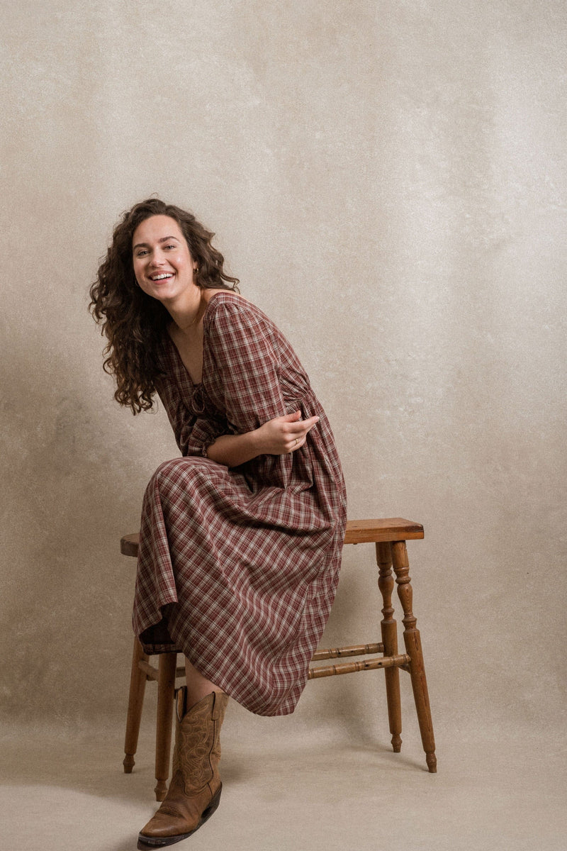New England Dress - Burgundy Plaid