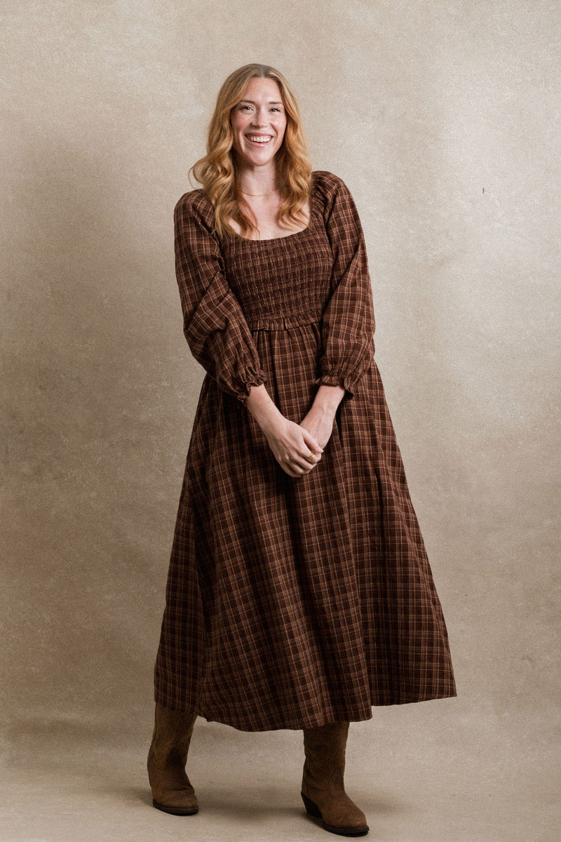 Gianna Dress - Plum Plaid