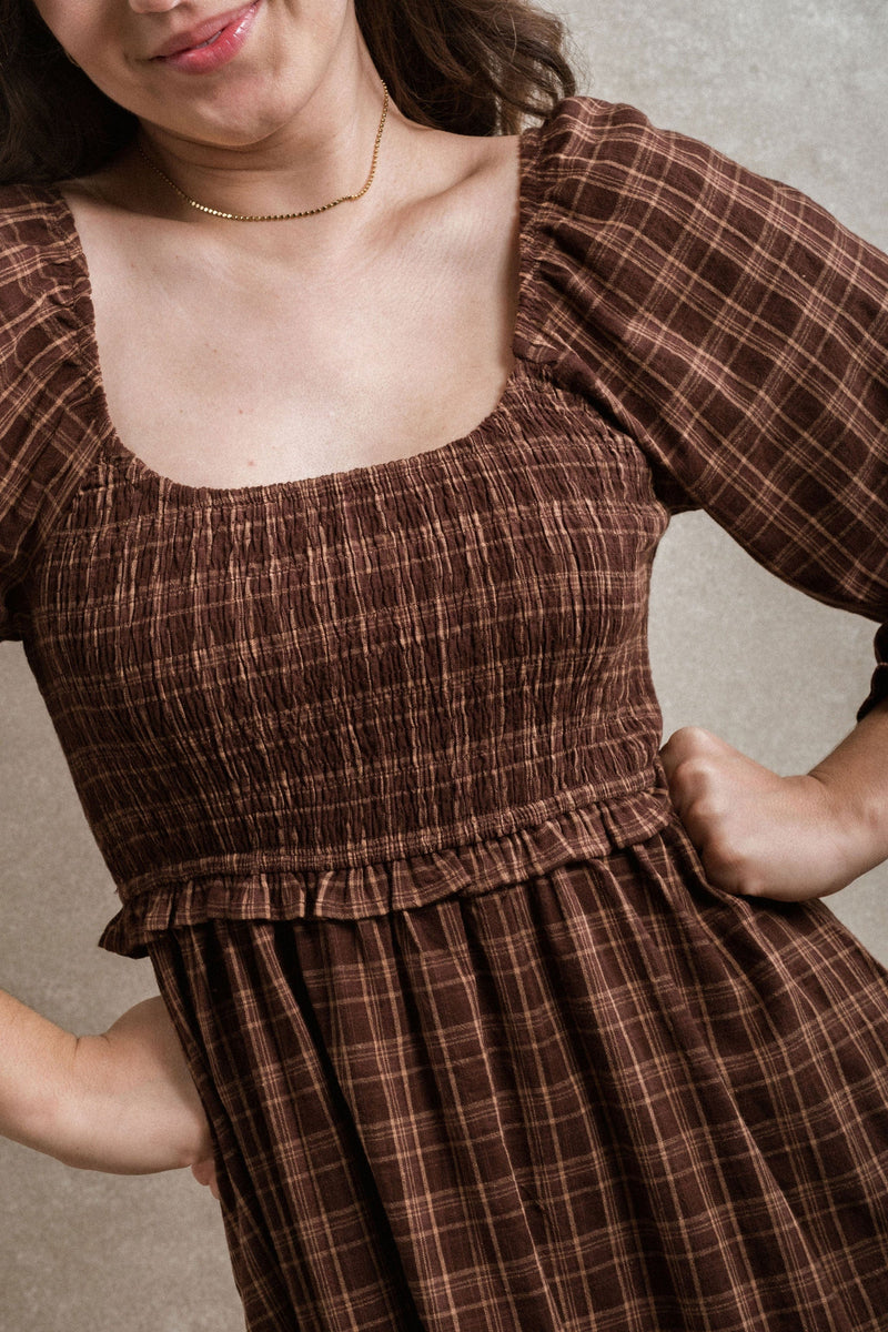 Gianna Dress - Plum Plaid