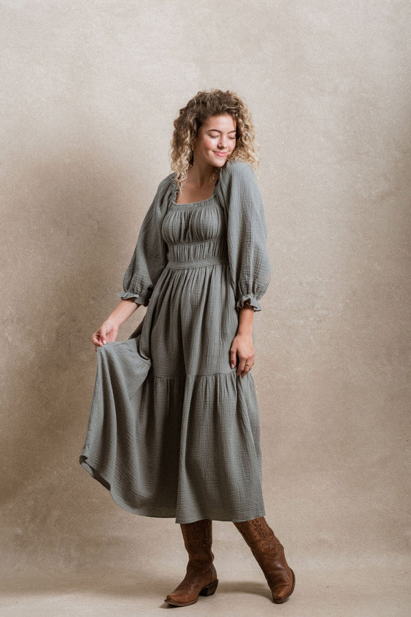 Angela Dress - Dusty Sage