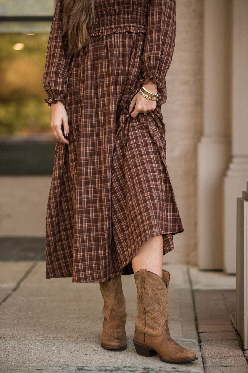 Gianna Dress - Plum Plaid