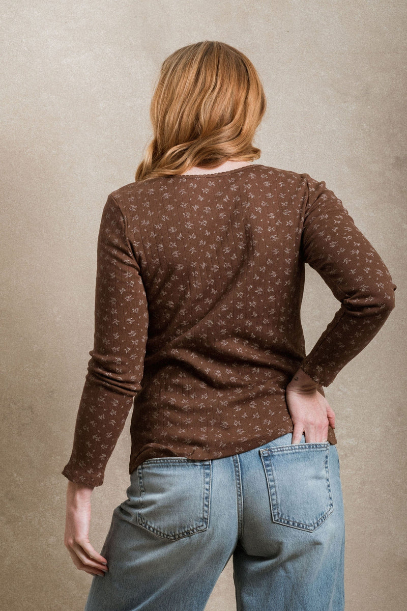 Mallory Long Sleeve - Brown Floral
