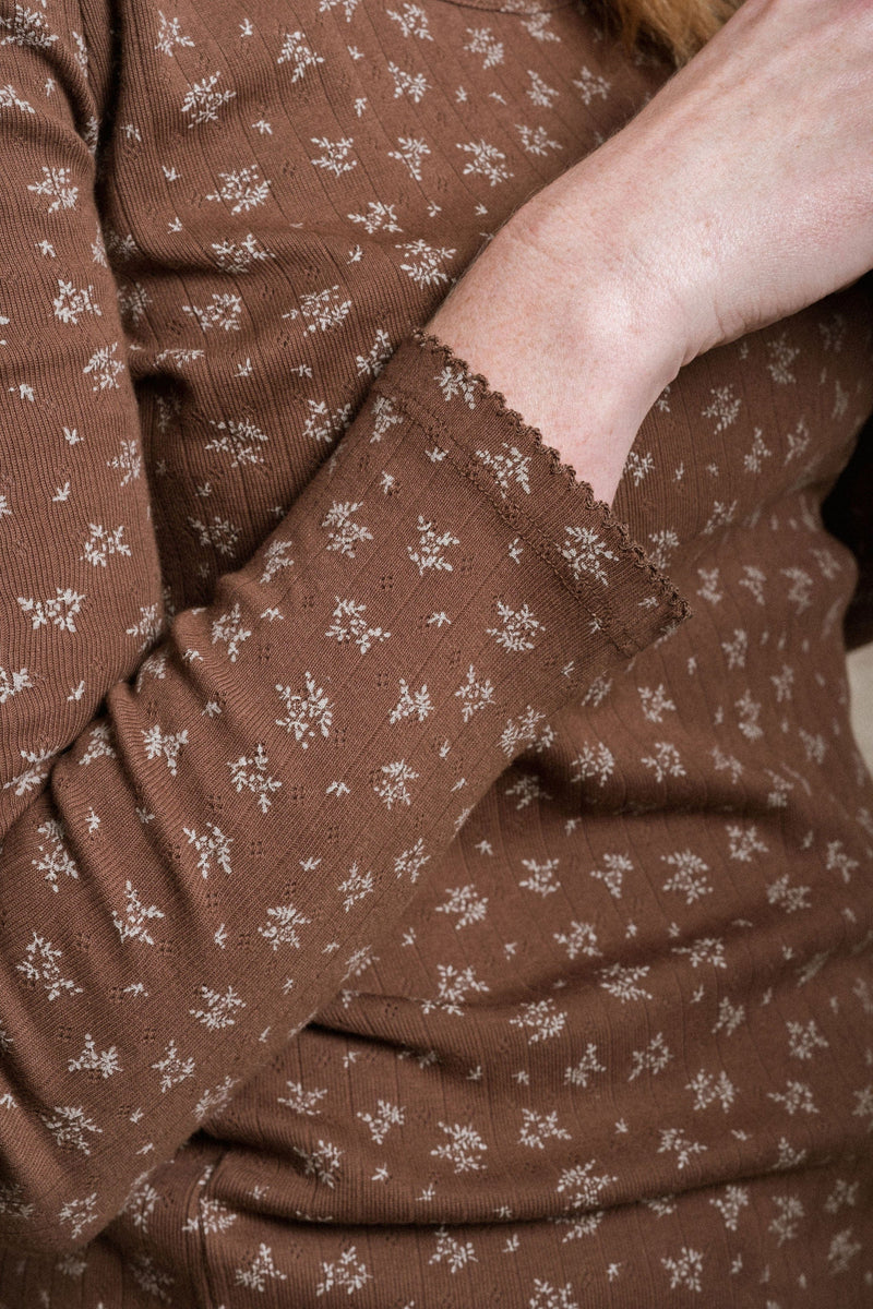 Mallory Long Sleeve - Brown Floral