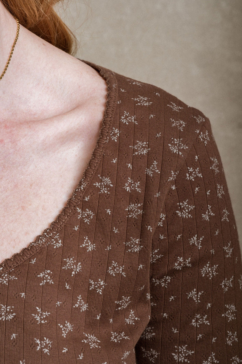 Mallory Long Sleeve - Brown Floral