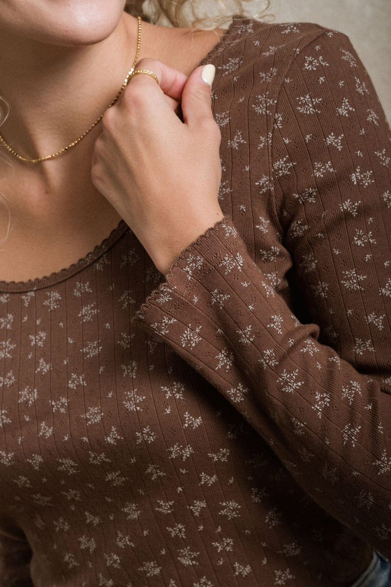 Mallory Long Sleeve - Brown Floral