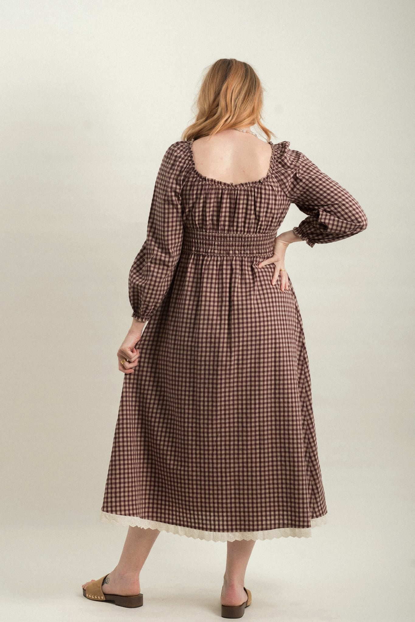 burgundy plaid dress Tuscany Long Sleeve Mini dress