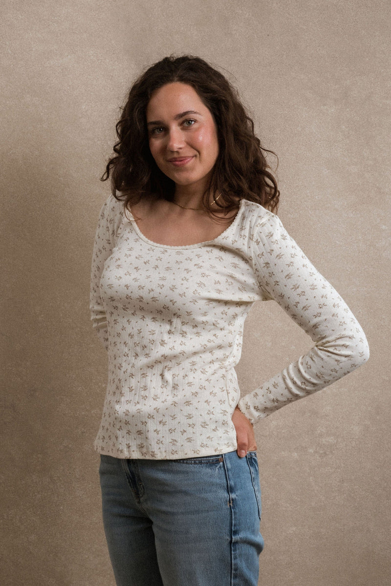 Mallory Long Sleeve - Cream Floral