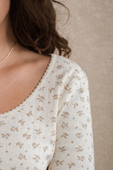 Mallory Long Sleeve - Cream Floral