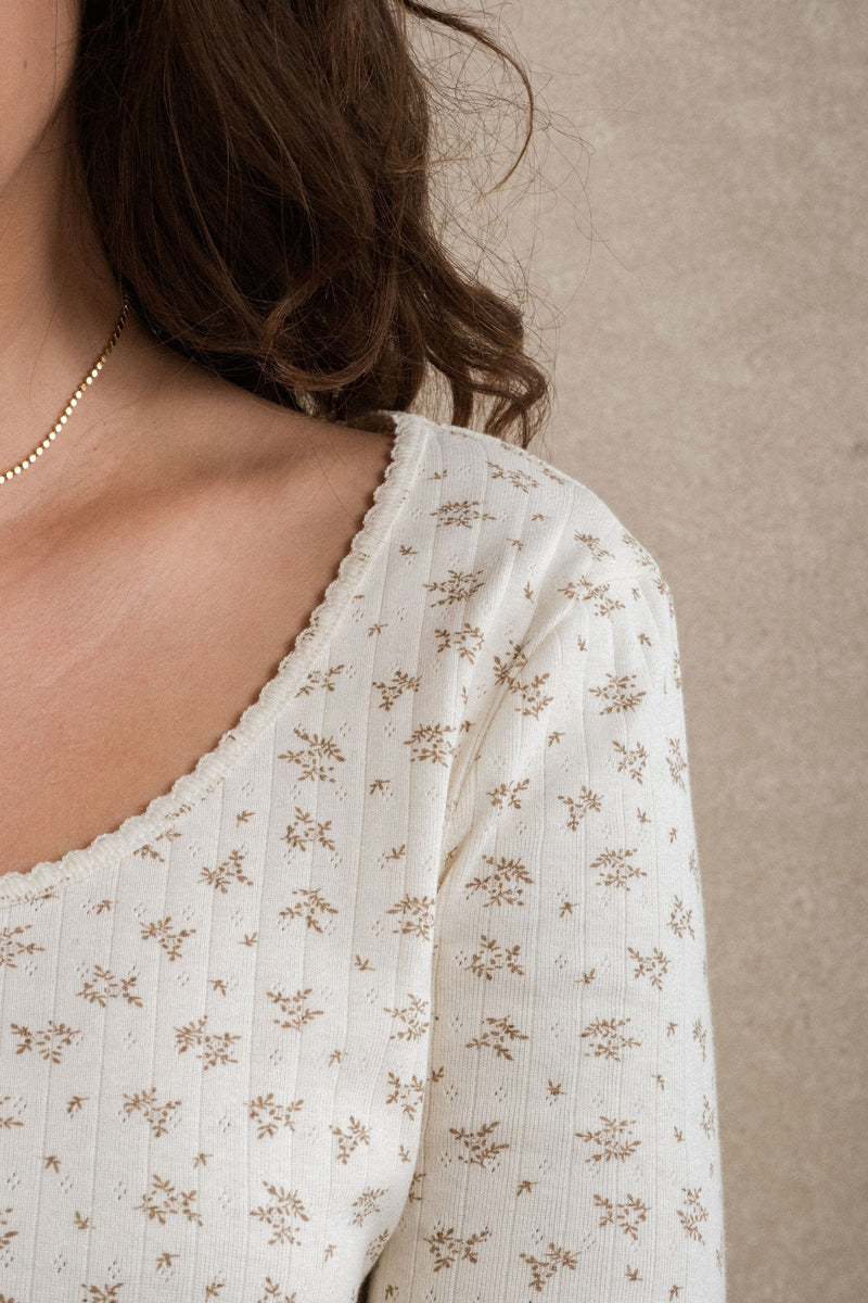 Mallory Long Sleeve - Cream Floral