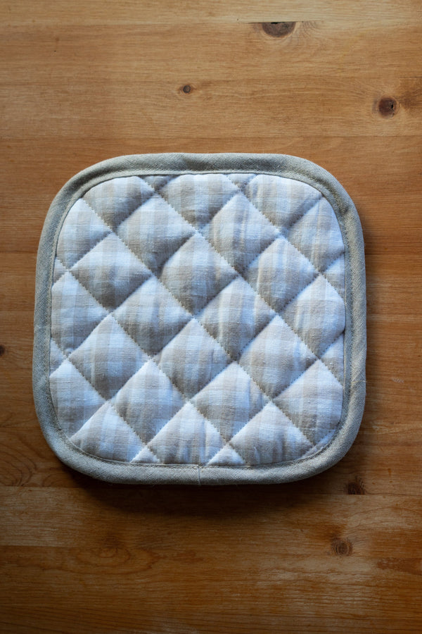 Linen Potholder - Natural Gingham